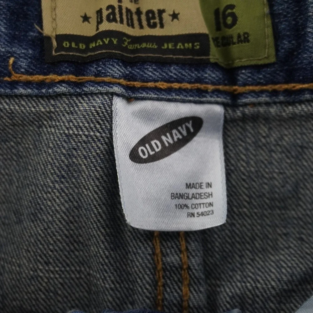 Old Navy‎ Painter Denim Shorts Boys 16 Blue Loose Fit Carpenter Utility Pocket